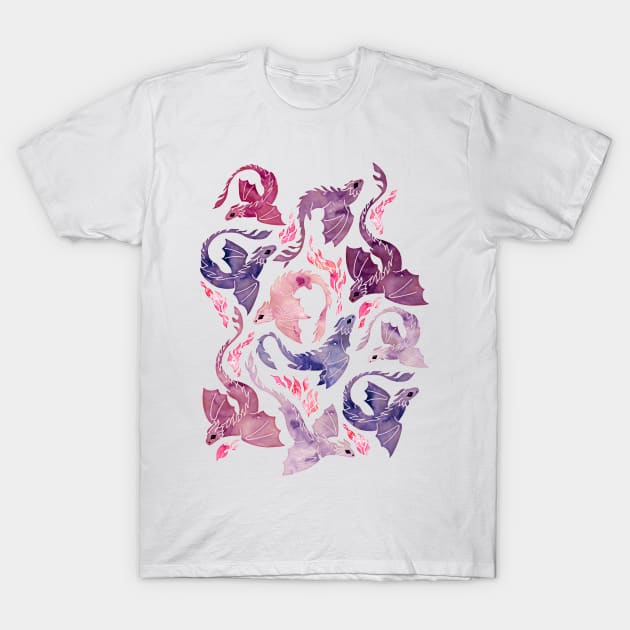 Dragon fire pink & purple T-Shirt by adenaJ